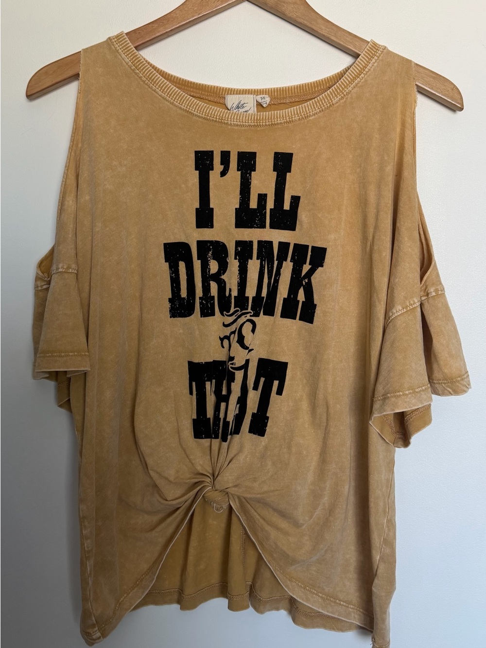 White Crow by Boot Barn Graphic Tee “I’ll drink to that” Cold Shoulder - Medium
